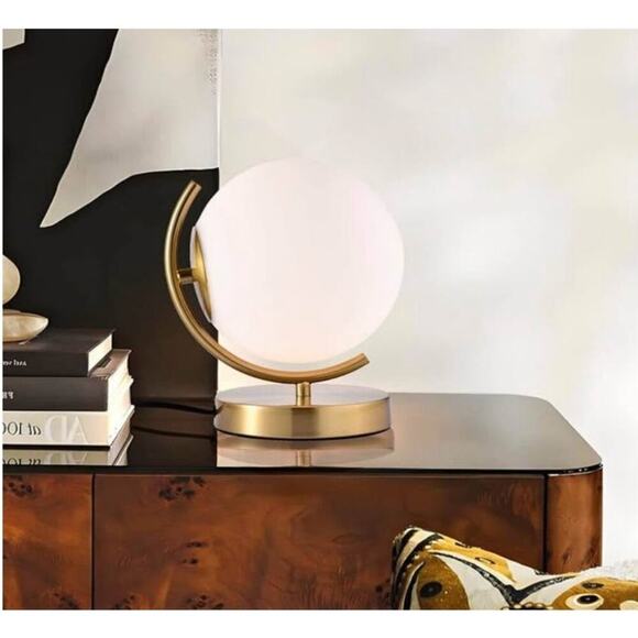 COTTAGE LIFE Gold Globe Table Lamp with Glass Ball Lamp Shade Mid Century Modern - Picture 5 of 6